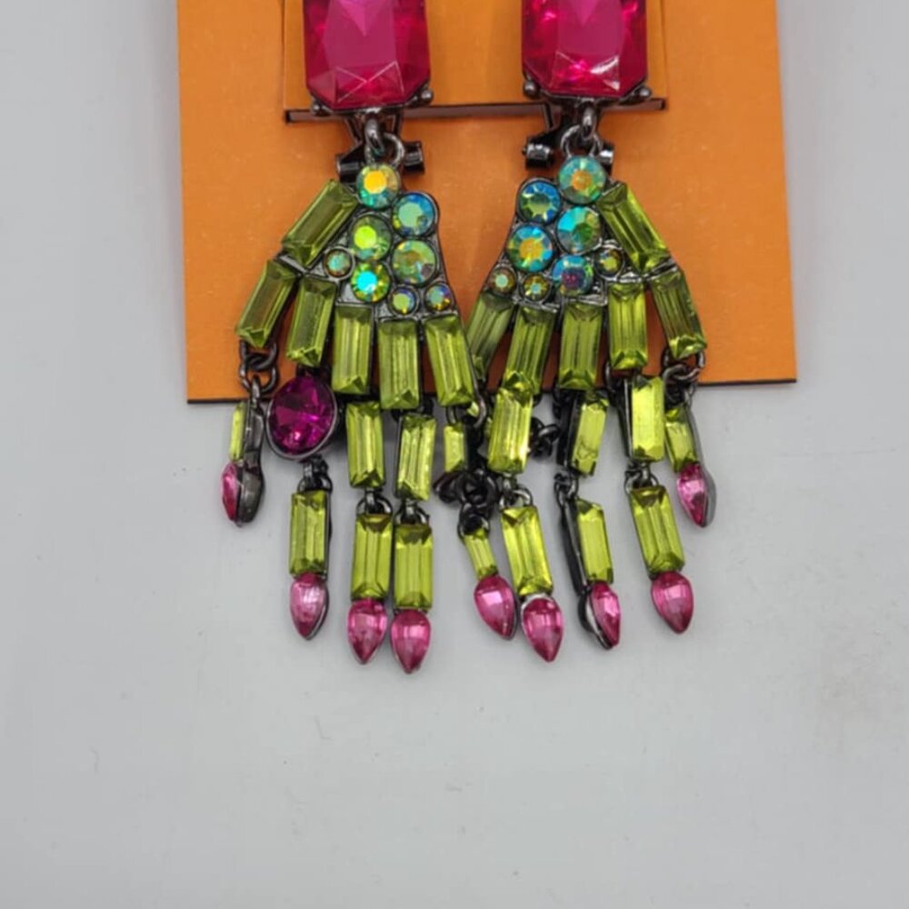 Betsey Johnson Green Witches Skeleton Hands Drop Earrings NWT!  NEW! - Picture 5 of 7